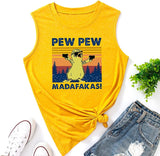 Femmes Pew Pew Madafakas Tank Funny Pew Pew Cat Shirt