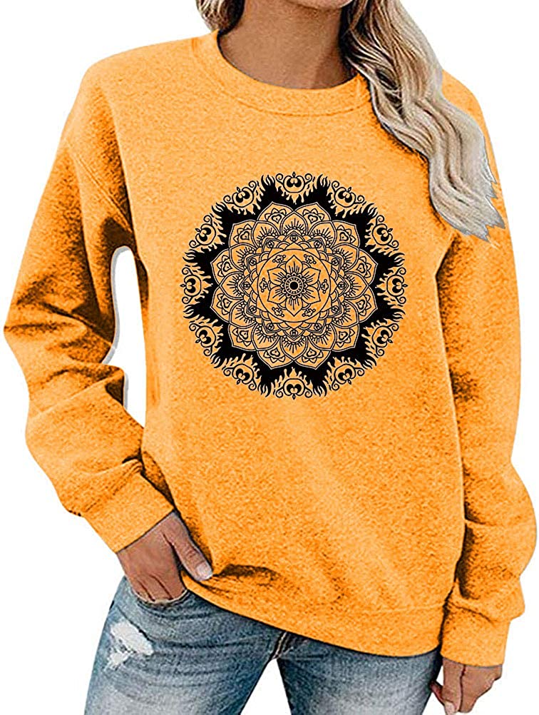 Women Long Sleeve Mandala Sweatshirt Bohemian Shirt