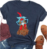 T-Shirt Bandana pour femmes, poulet avec lunettes, mignon poulet