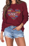 Women Kindness Love Heart Sweatshirt Long Sleeve Shirt