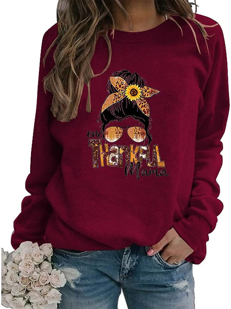 Sweat-shirt cadeau pour maman de Thanksgiving, chemise graphique pour femme, une maman reconnaissante