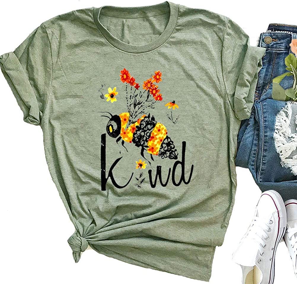Women Bee Kind T-Shirt Graphic Shirt
