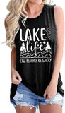 Chemise humoristique pour femmes, Lake Life, parce que les plages sont salées, chemise graphique Lake Life