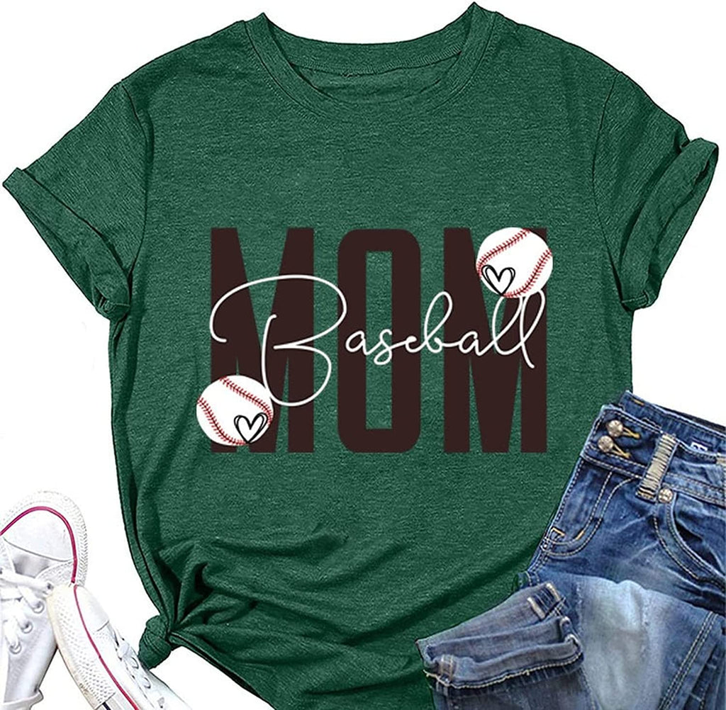 Baseball Mom T-Shirt Baseball Mom Shirt for Women Baseball Graphic Tee Shirt