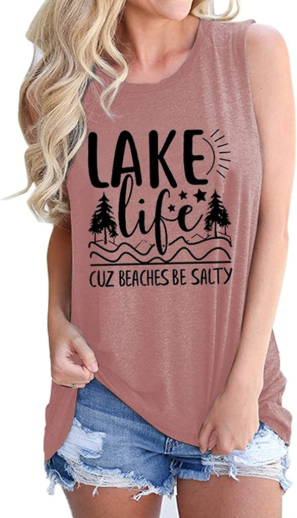 Chemise humoristique pour femmes, Lake Life, parce que les plages sont salées, chemise graphique Lake Life
