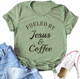 Women Fueled by Jesus and Coffee T-Shirt Christian Shirt