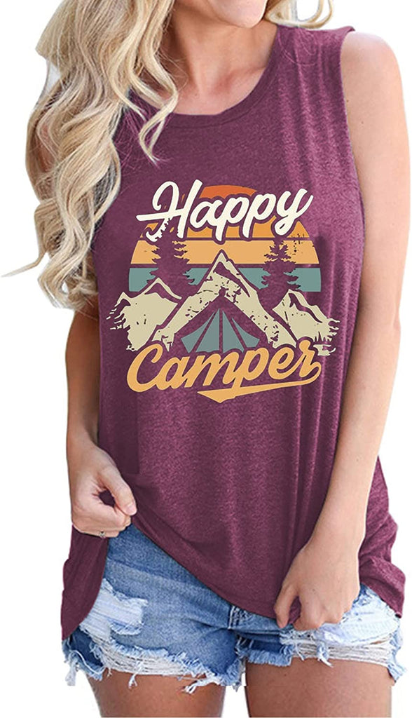 Chemise Happy Camper pour femme Débardeur graphique Happy Camper
