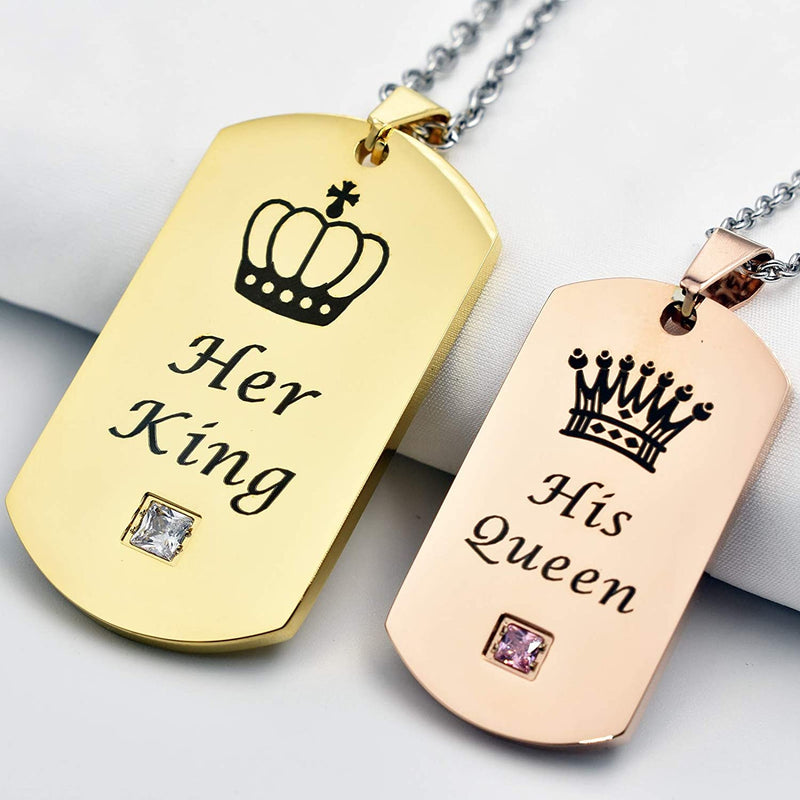NEHZUS Halskette mit Anhänger aus Edelstahl für Herren und Damen, Schmuck, Geschenk für Paare, personalisiertes Namensketten-Set für Sie und Ihn