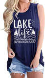 Chemise humoristique pour femmes, Lake Life, parce que les plages sont salées, chemise graphique Lake Life