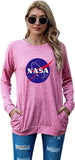 vintage NASA Gift Shirt Femmes NASA Space Blouse graphique à manches longues avec poches