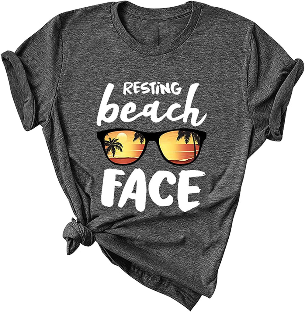 Women Resting Beach Face T-Shirt Women Beach Graphic Shirt Summer Beach Shirt