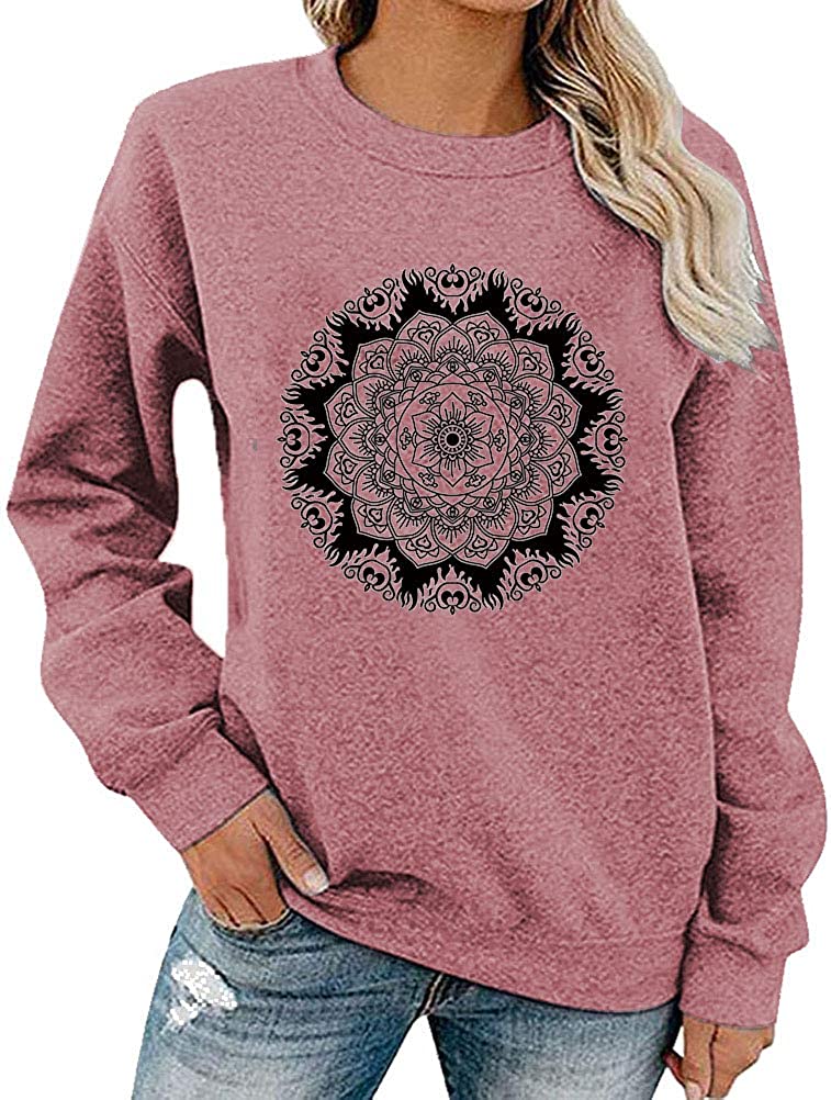 Women Long Sleeve Mandala Sweatshirt Bohemian Shirt