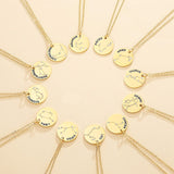 Collier pendentif Constellation plaqué or, horoscope, signe du zodiaque, breloques, pièces de monnaie réglables