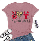 Women Peace Love Crawfish T-Shirt Crawfish Graphic Shirt