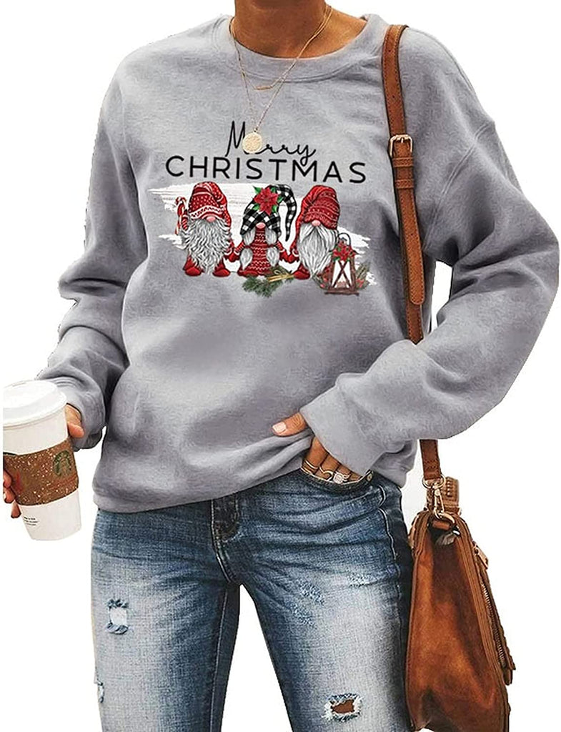 Sweat-shirt joyeux noël pour femmes, chemise de noël mignonne Gnomies