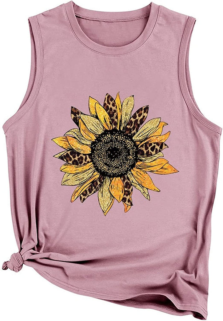 Débardeur tournesol pour femmes, t-shirt d'été décontracté sans manches