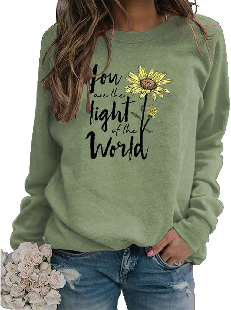 Sweat-shirt à manches longues pour femmes, vous êtes la lumière du monde, sweat-shirt tournesol
