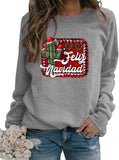 Women Feliz Navidad Sweatshirt Spanish Merry Christmas Cactus Shirt