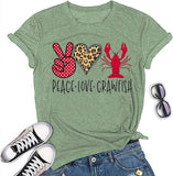 Women Peace Love Crawfish T-Shirt Crawfish Graphic Shirt