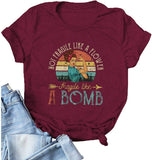 Women Not Fragile Like A Flower Fragile Like A Bomb Graphic T-Shirt