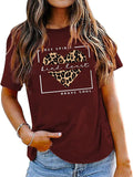 Frau Free Spirit Kind Heart Brave Soul Leopard Heart T-Shirt Frauen Grafik Shirt
