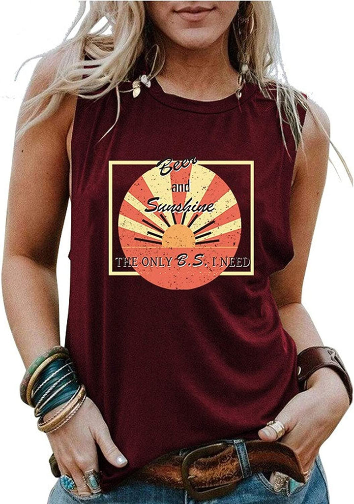 Débardeur bière et soleil pour femmes, chemise Sunshine, chemise de bière