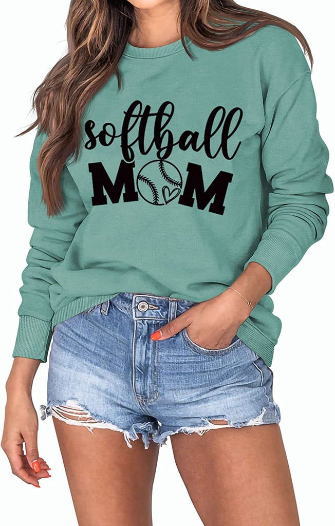Women Softball Mom Sweatshirt Long Sleeve Shirt