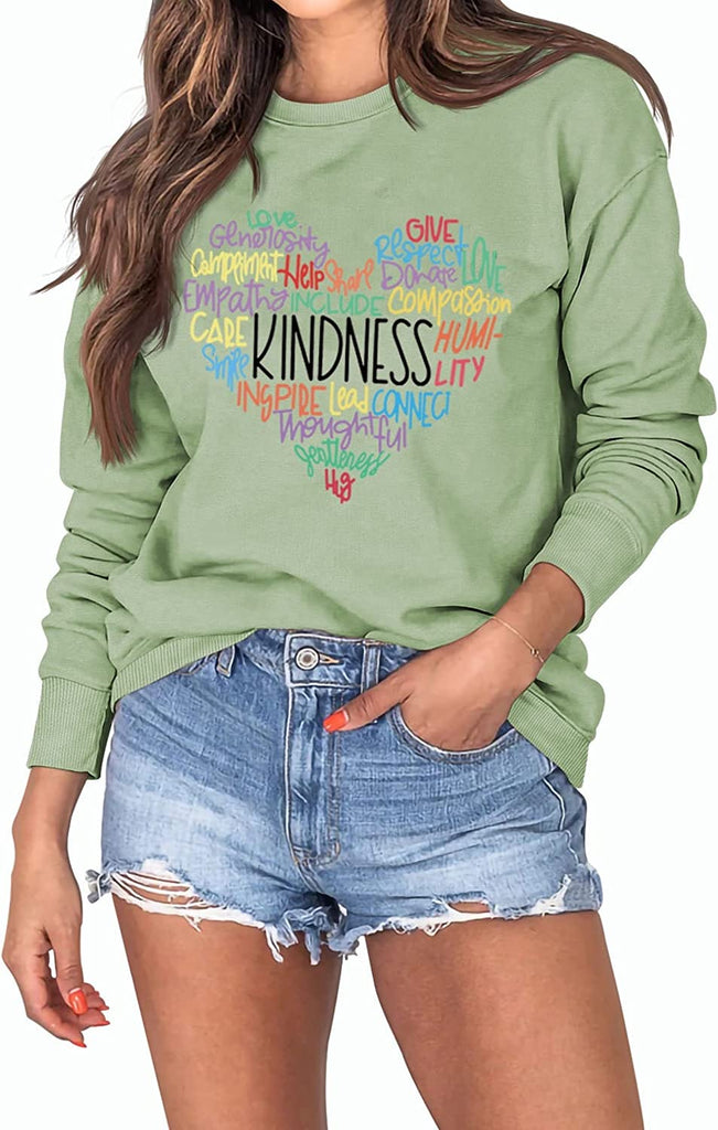 Women Kindness Love Heart Sweatshirt Long Sleeve Shirt