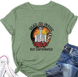 Dead Inside But Caffeinated Sunflower Women Long Sleeve Sweatshirt Skull Shirt for Women