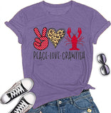 Women Peace Love Crawfish T-Shirt Crawfish Graphic Shirt