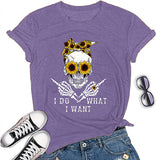 Women I Do What I Want Skull T-Shirt Sunflower Sunglasses Skull Shirt