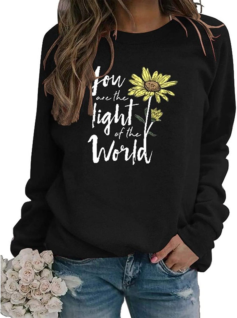 Sweat-shirt à manches longues pour femmes, vous êtes la lumière du monde, sweat-shirt tournesol