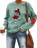 Chemise à vin de noël pour femmes, sweat-shirt en verre de vin du père noël