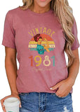 T-Shirt Vintage pour femmes, cadeau d'anniversaire pour 40e anniversaire, 1981