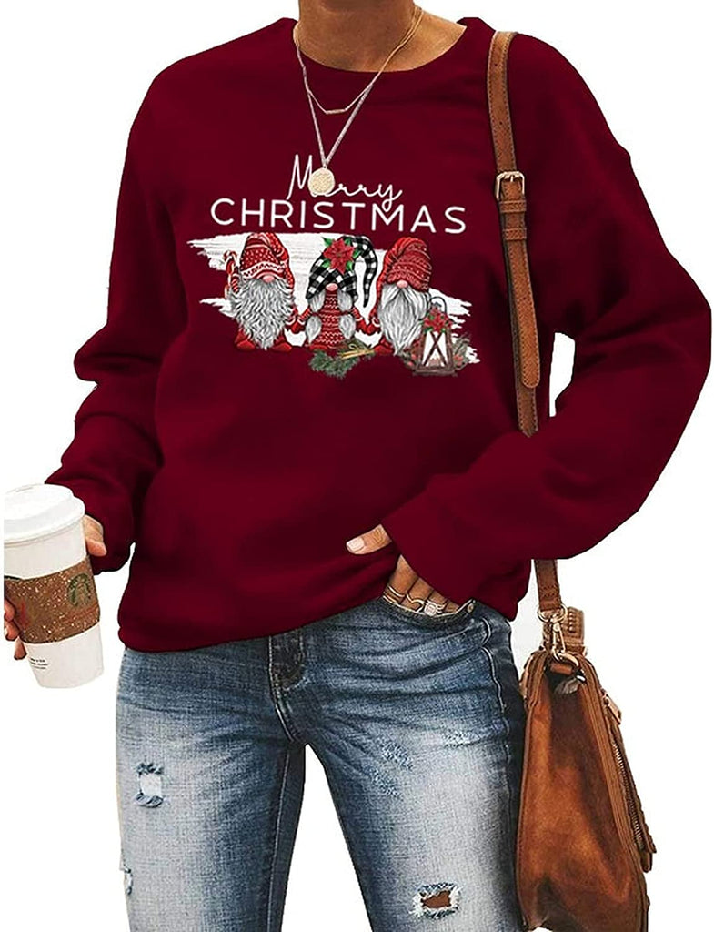 Sweat-shirt joyeux noël pour femmes, chemise de noël mignonne Gnomies