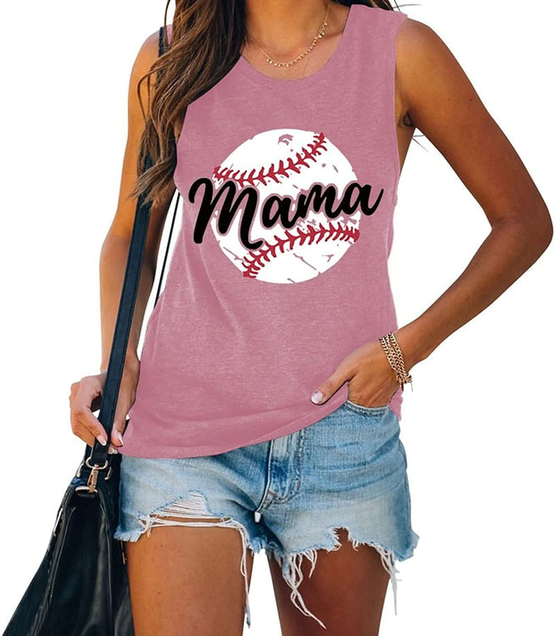 Baseball Mama Débardeur pour femme graphique Mama Chemise décontractée d'été sans manches