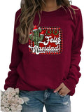 Women Feliz Navidad Sweatshirt Spanish Merry Christmas Cactus Shirt