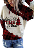 Sweat à capuche à manches longues pour femmes, sweat-shirt de noël à carreaux Buffalo, c'est la période la plus merveilleuse de l'année