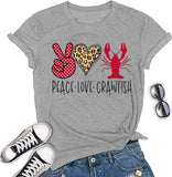 Women Peace Love Crawfish T-Shirt Crawfish Graphic Shirt