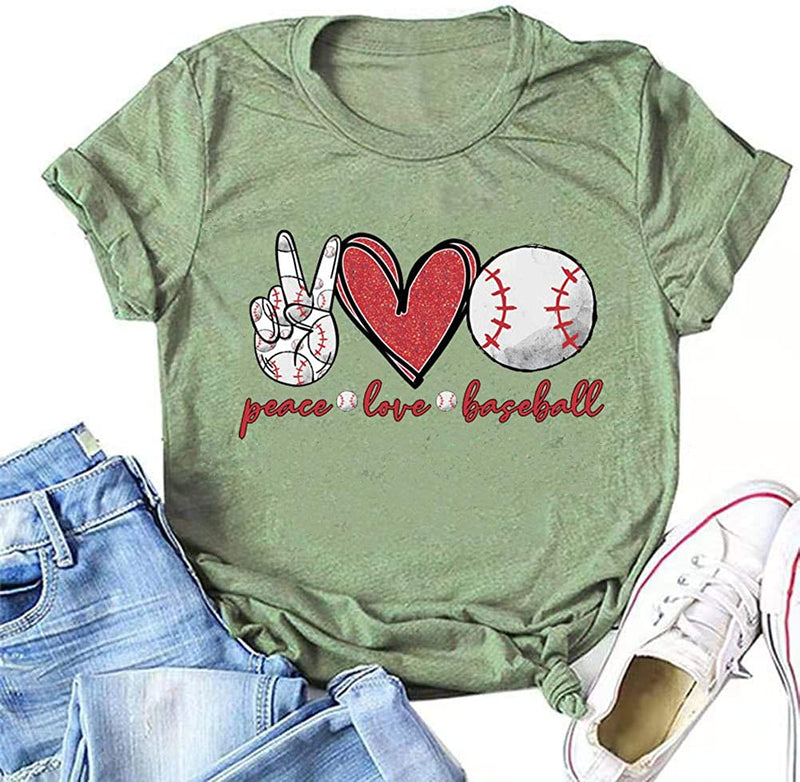 Women Peace Love Baseball T-Shirt Baseball Shirt