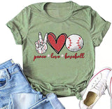 Women Peace Love Baseball T-Shirt Baseball Shirt