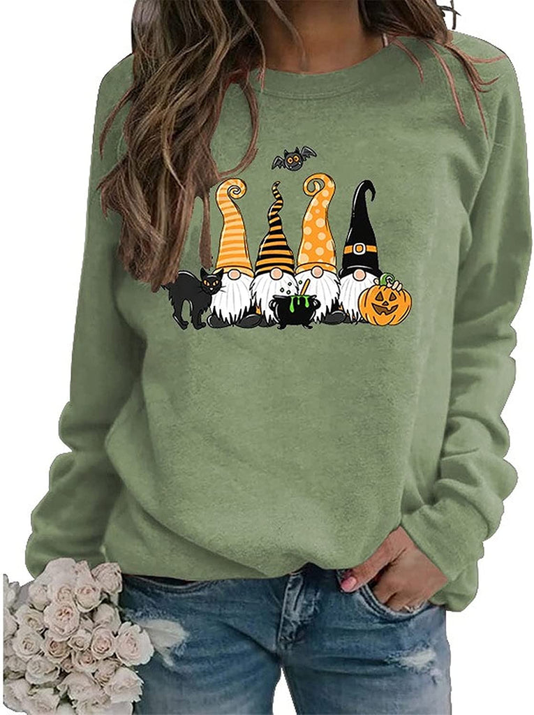 Sweat-shirt pour femme, Costume d'halloween, chat noir, Gnome, citrouille, chauve-souris