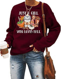 Sweat-shirt à manches longues pour femmes, chemise graphique Just A Girl Who Loves Fall
