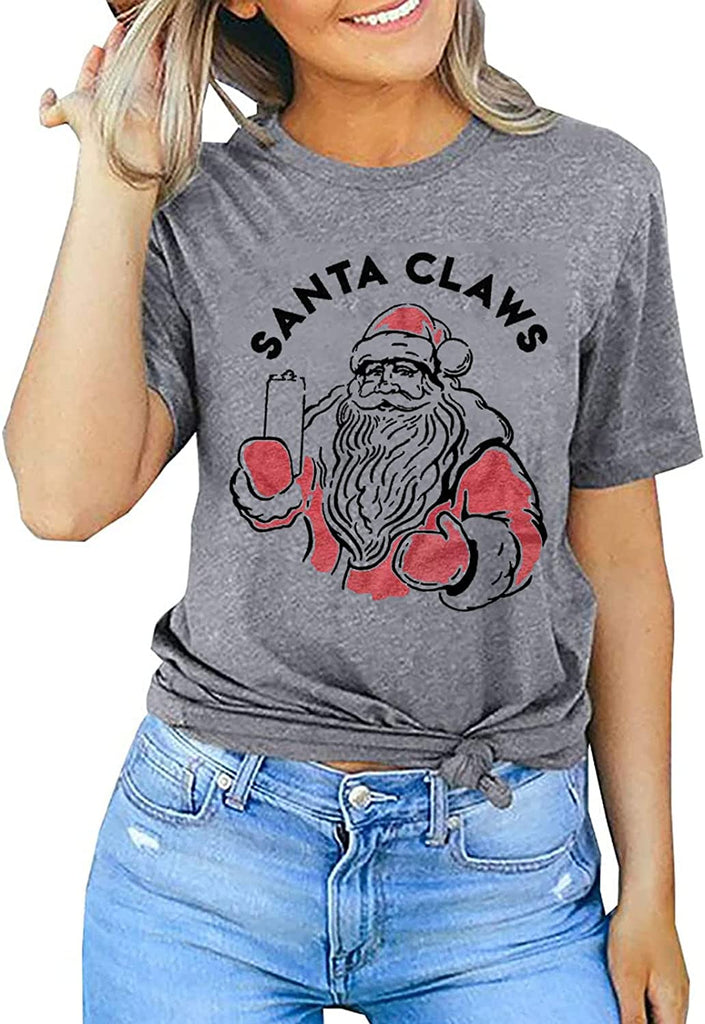 Sweat-shirt à manches longues pour femmes, mignon, père noël, sweat-shirt de noël