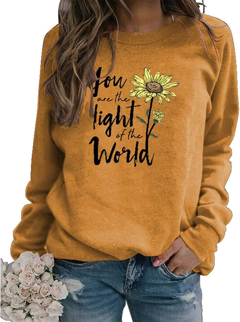 Sweat-shirt à manches longues pour femmes, vous êtes la lumière du monde, sweat-shirt tournesol