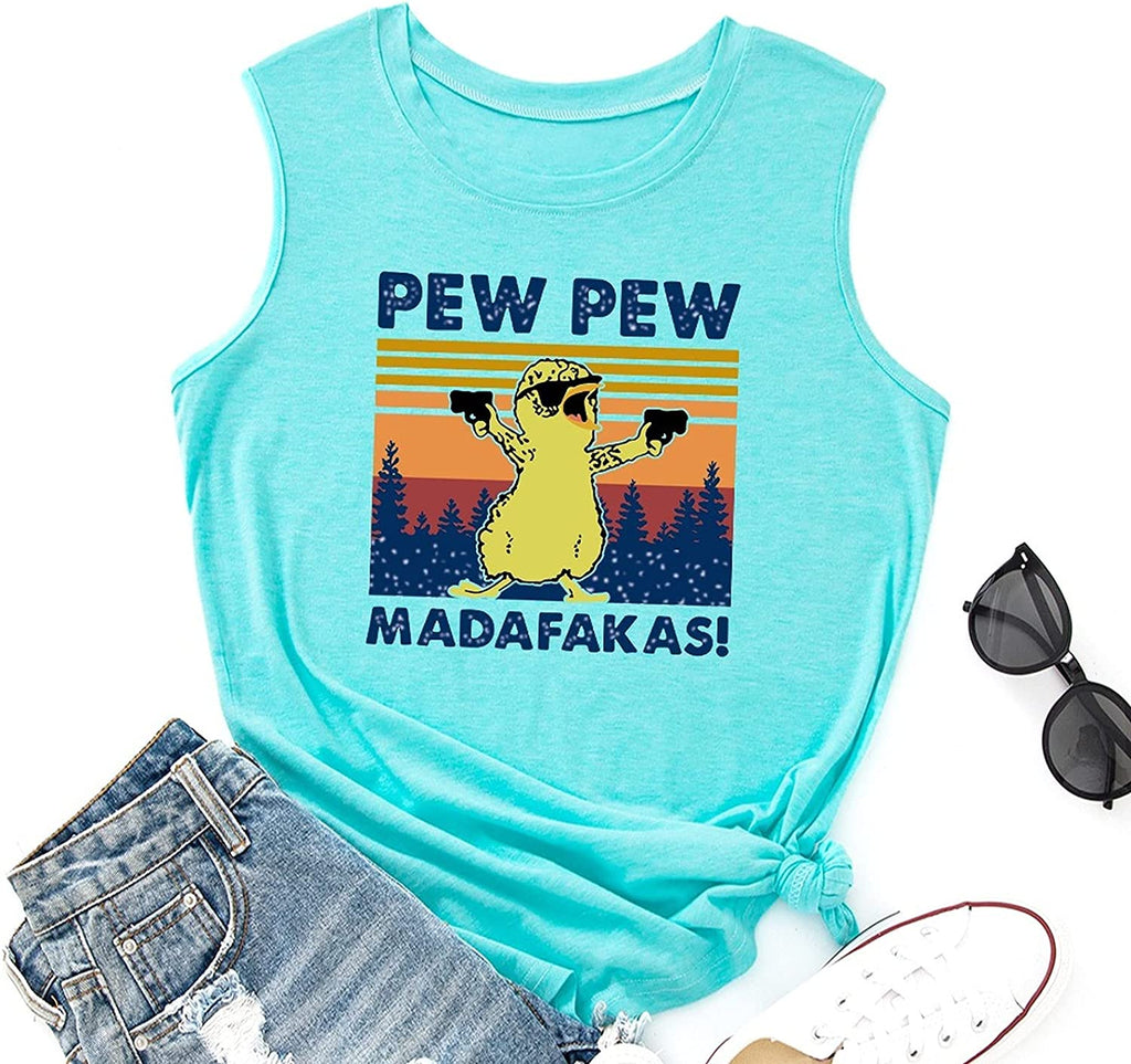 Femmes Pew Pew Madafakas Tank Funny Pew Pew Cat Shirt