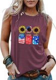 Débardeur patriotique pour femmes, pot de tournesols, chemise
