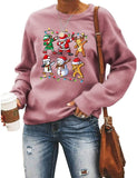 Femmes Santa Squad bonhomme de neige fille avec nœud cerf sweat chemise de noël