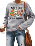Sweat-shirt à manches longues pour femmes, chemise graphique Just A Girl Who Loves Fall