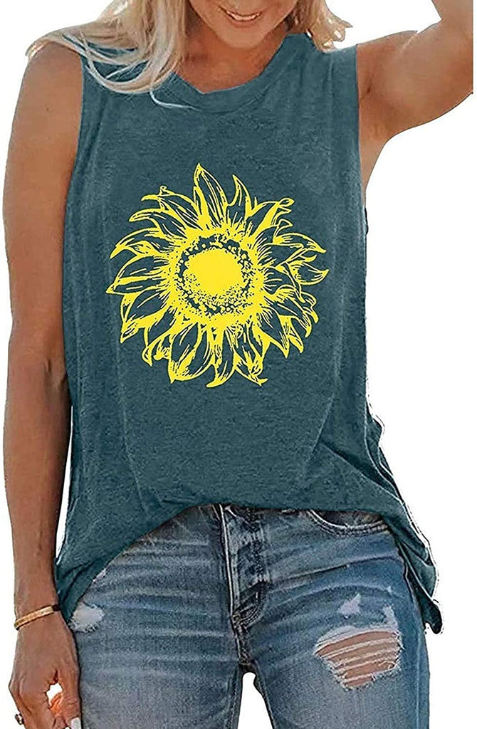 Débardeur tournesol pour femmes, chemise florale Vintage, chemise tournesol